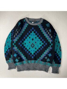 Vintage Sears Geometric Patterned Aztec Crew Neck Sweater M